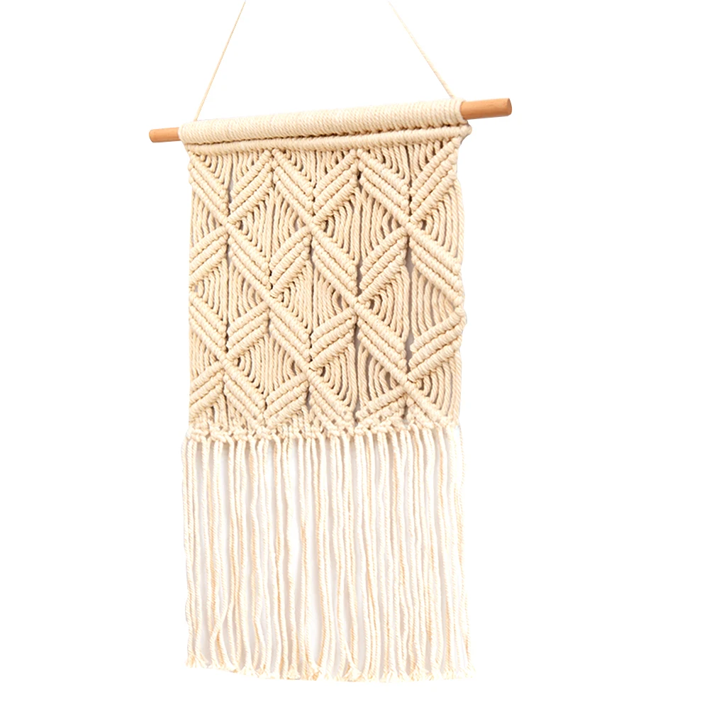 Handmade Macrame Wall Hanging Woven Tapestry Bohemian Apartment Studio Dorm Decorative Interior Wall Decor Living Room