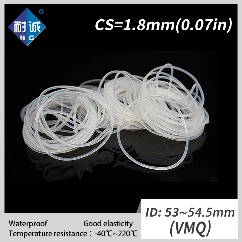 

1PC/lot Silicone rubber oring VMQ CS1.8mm ID53/54.5mm Rubber O Ring Gasket Silicone O-ring Seal Sanitary Washer waterproof