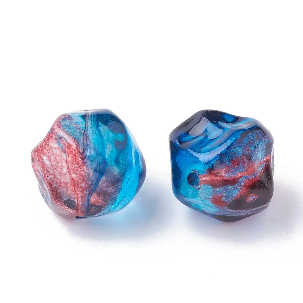 20pcs Blue Round Two Tone Transparent Spray Painted Acrylic Crystal Bead for DIY jewellery making, 18x18x18mm, Hole: 2mm