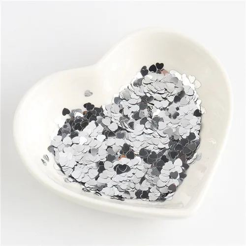 silver Экологичный ПЭТ 3 мм ультратонкий Сердце блестка для ногтей смешанные голографические лазерные серебряные блестки пайетки для рукоделия украшения ногтей 8 г - Цвет: silver
