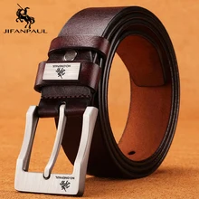 JIFANPAUL vera pelle per uomo Jeans con fibbia nera di alta qualità cintura in pelle di vitello cinture Casual cintura da lavoro cintura da Cowboy