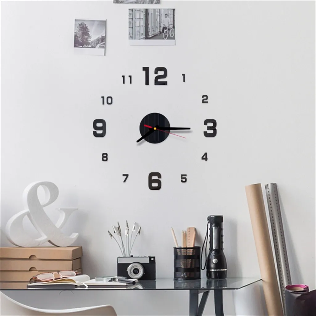 led wall clock 3d Diy Roman Numbers Acrylic Mirror Wall Sticker Clock Home Decor Mural Decals Clock Sticker For Home Kitchen Living Room Decor rustic clock