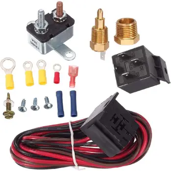 

15pcs Car Electric Cooling Fan Thermostat Kit Temp Sensor Temperature Switch 12V 50A 5-pin RELAY KIT Car Accessories