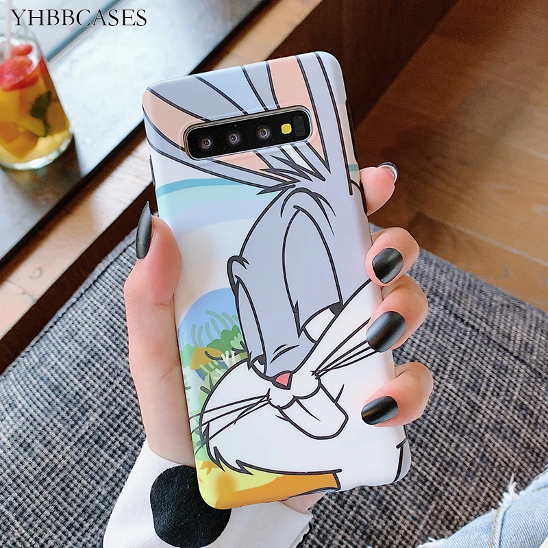 YHBBCASES For Samsung Galaxy S10 S8 S9 Plus Cute Talking Bunny Soft Case Note 10 8 9 Cartoon Rabbit Phone Cover |