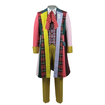 

CosDaddy Doctor Who Sixth Doctor Cosplay Costume 6th Colorful Stripe Suit Full Set Outfit