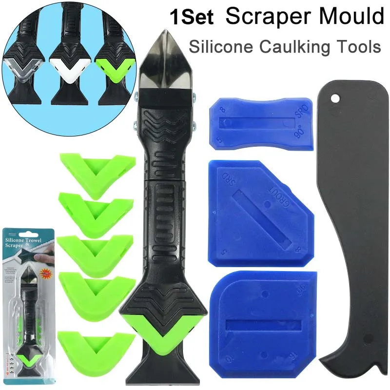 11pcs/set 3 In 1 Silicone Caulking Tools Sealant Remover Finishing Tool Grout Kit Set Scraper Mould Removal for Kitchen Window