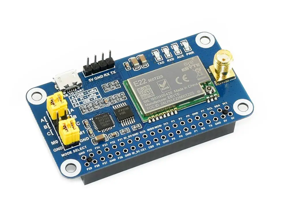 Online Waveshare SX1262 LoRa HUT für Raspberry Pi, Spread Spectrum Modulation, 868MHz Frequenz Band