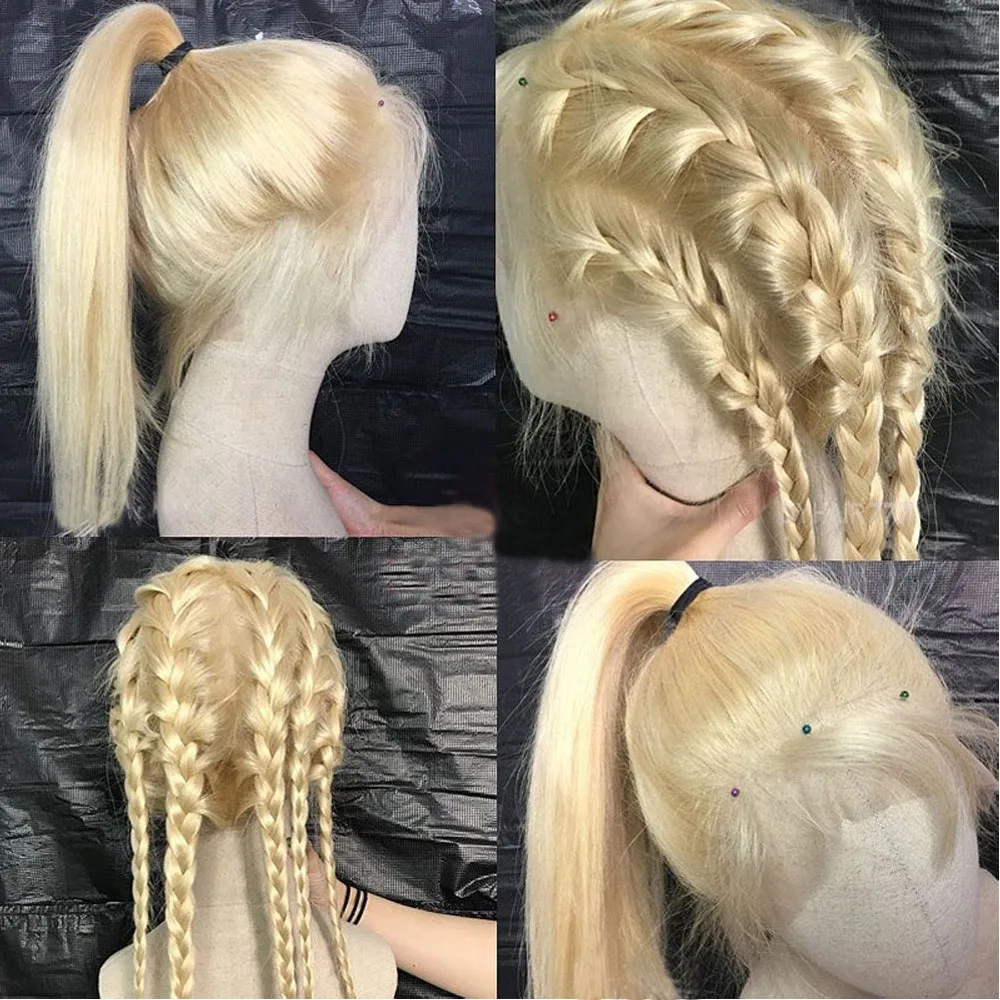 Полностью кружевные человеческие волосы парики могут сделать конский хвост бразильские прямые Remy 613 блонд цвет бесклеевой полный кружева парики с детскими волосами