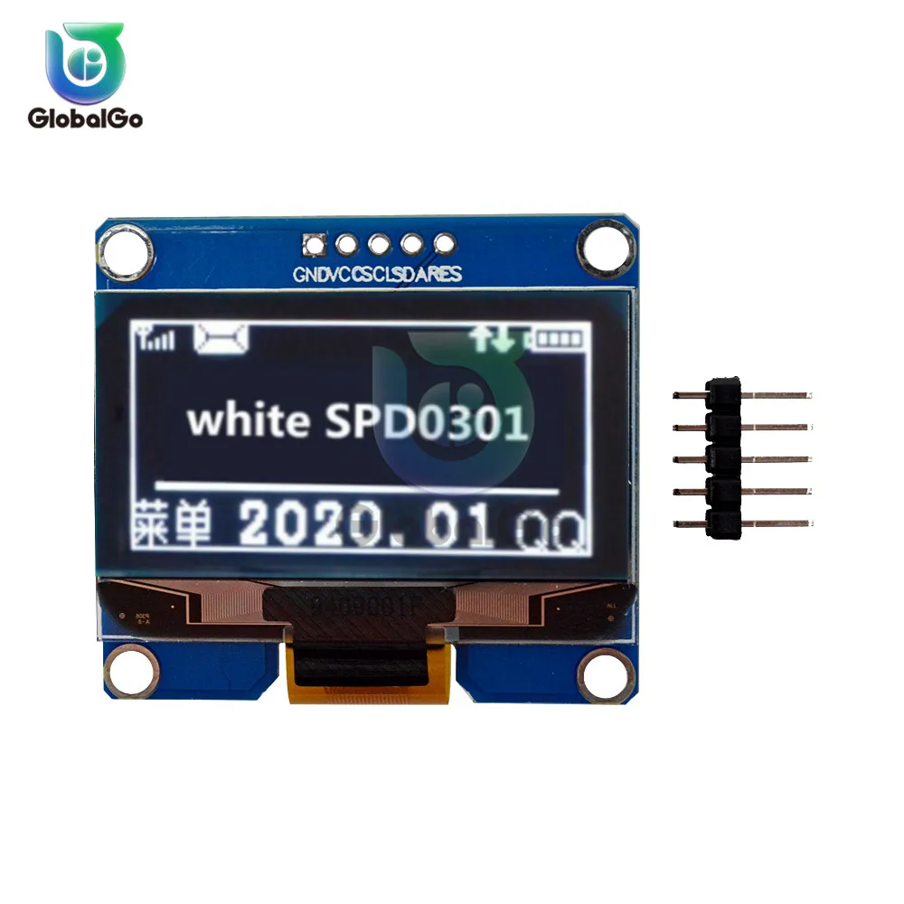 1,54 дюймовый IIC Серийный белый oled-дисплей модуль 128X64 I2C SPD0301 12864 ЖК-экран Плата GND VCC SCL SDA 1,5" для Arduino 5Pin - Цвет: Белый