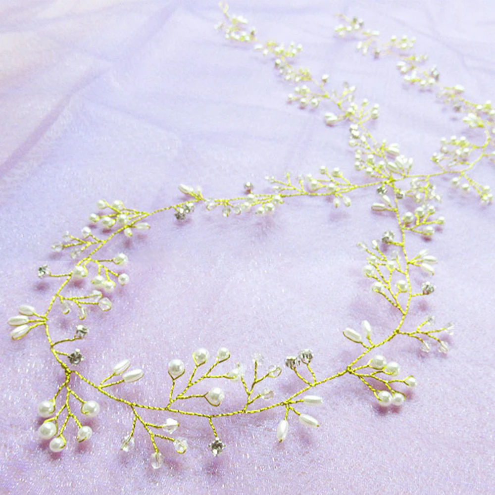 New Wedding Bride Pearl Headwear Accessory Fashion Headdress Bridesmaid Headband Ornaments Jewelry Women Hair Belt Handmade
