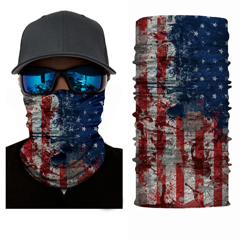 buy USA Flag Cycling Face Masks Balaclava Skull Wicking Headgear Sports Bike Bicycle Riding Hat Head Scarf Cycling Full Face Mask