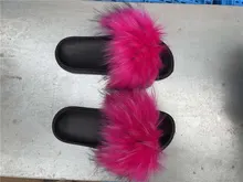 Fluffy Slippers Sandals Womens Shoes Raccoon-Fur Summer Imitation Leisure Zapatos-De-Mujer