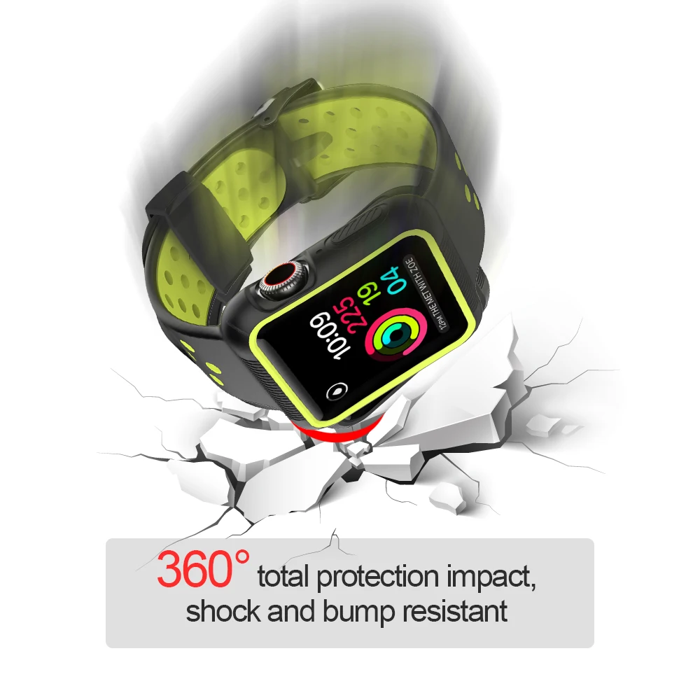 Силиконовый ремешок+ чехол для часов Oneness для Apple watch band 44 мм 40 мм для iWatch band 5 4 3 2 1 42 мм 38 мм дышащий спортивный браслет