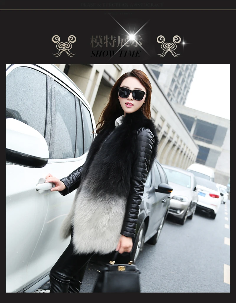 New Arrival Winter Women's Slim Gradient natural fox fur jacket lady warm casual natural fox fur coat outerwear customized brand