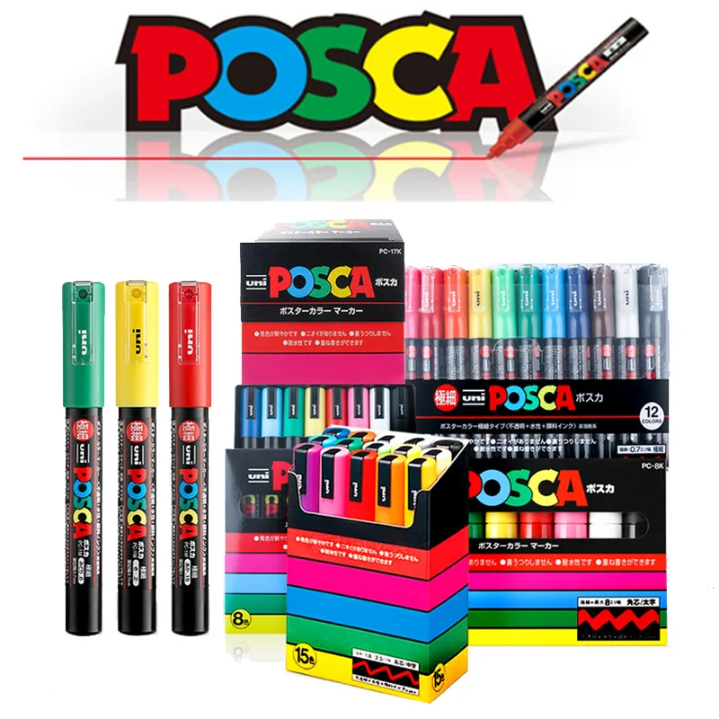 Japan Uni Posca Pc1m/3m/5m Pop21/24/24 Color Poster Advertising Pen 0.