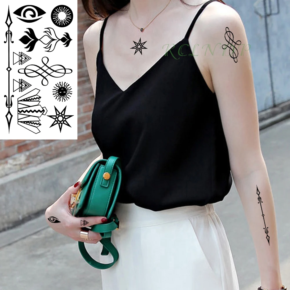 24 водонепроницаемый временные татуировки наклейки на ухо палец Музыка Примечание птица звезды линии полосы хна тату флэш-тату поддельные для женщин