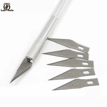 

Non-Slip Metal Scalpel Knife Tools Kit Cutter Engraving Craft knives+5pcs Blades Mobile Phone PCB DIY Repair Hand Tools