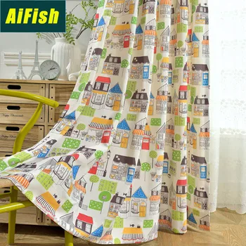 

European And American Cartoon Print Curtain For Living Room Children's Room Bedroom Curtains wp134T4