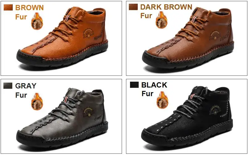 UEXIA/Новые мужские ботинки; зимние теплые ботинки на меху; Мужская обувь; модные мужские зимние кожаные ботильоны; размеры 38-48