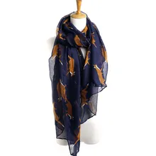 Осенне-зимний женский длинный милый шарф с животными с принтом лисы шаль мягкие шарфы Универсальный женский Мягкий шарф#1007