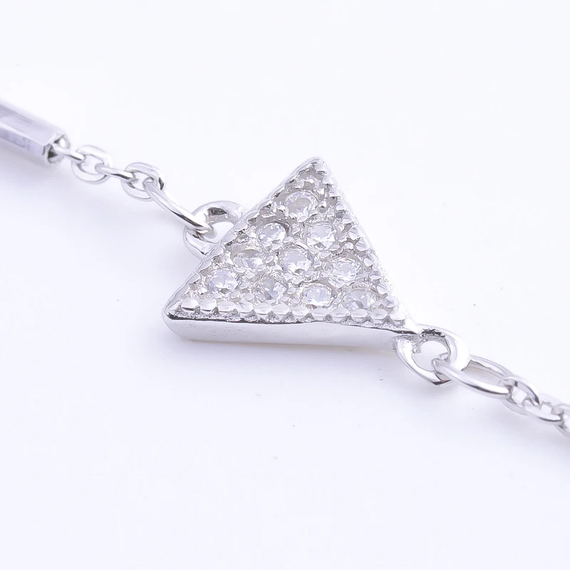 Pekurr 925 Sterling Silver Simple CZ Triangle Bracelet For Women Geometric Fine Jewelry Girl Party Bangles Gifts