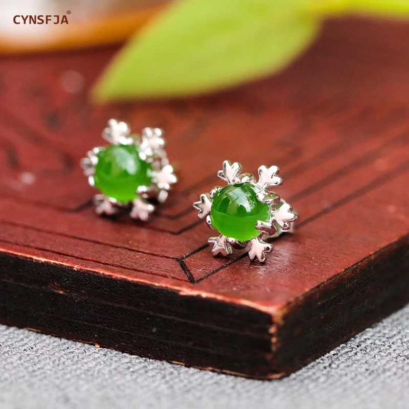 CYNSFJA Реал Certified(Hetian) нефрита Jade Jasper 925 пробы Серебряное кольцо ювелирные украшения зеленого нефрита серьги высокое качество лучшие подарки
