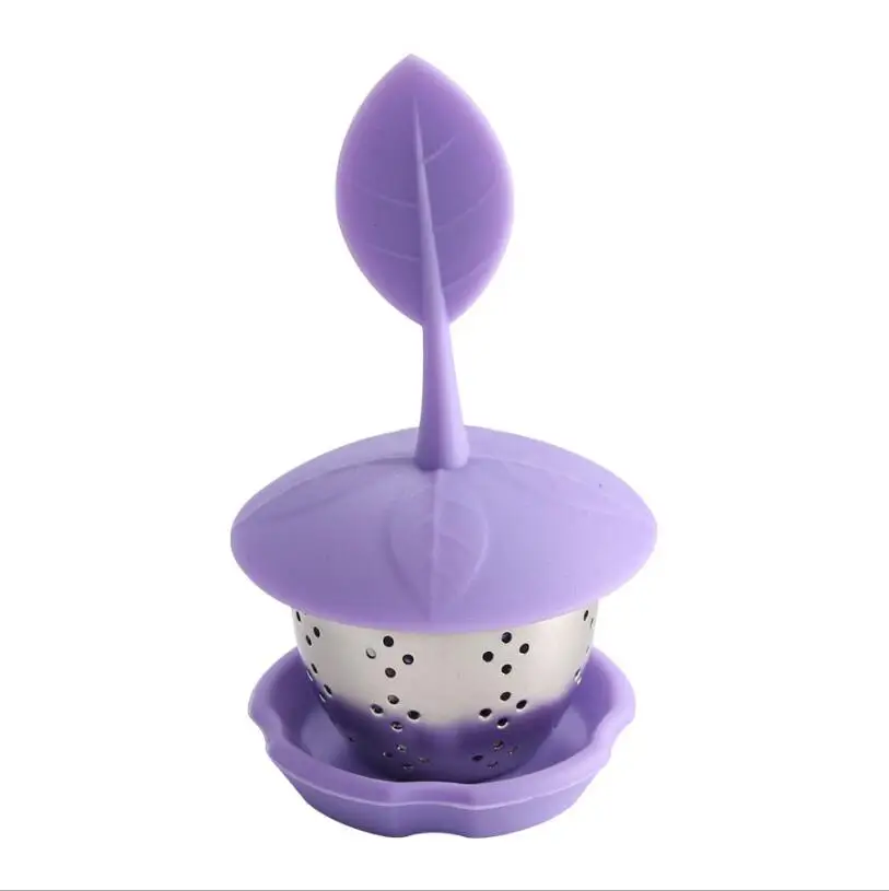 Нержавеющая сталь чайные фильтры мяч силиконовый чай утечки Листья Подвеска высокая температура воды чайник Инструмент - Цвет: Фиолетовый