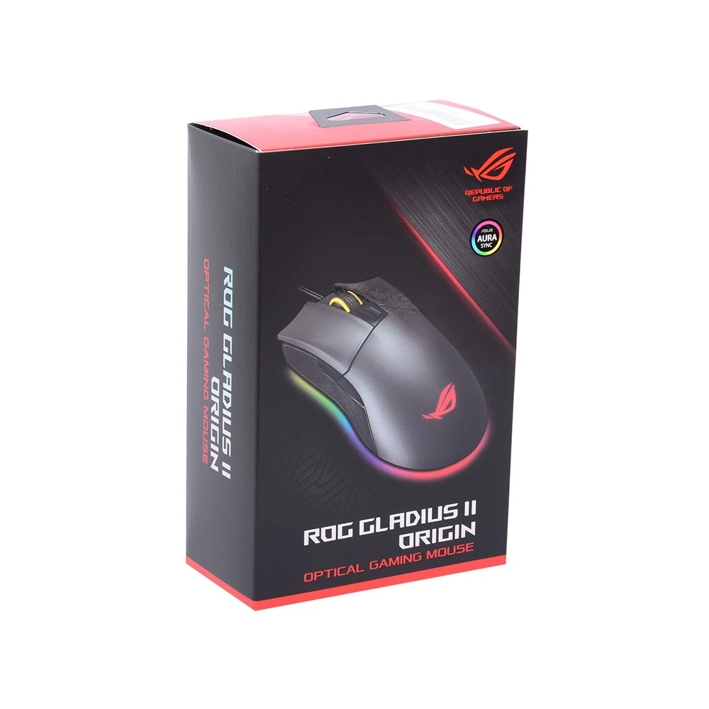 Мышь ASUS ROG Gladius II Origin оптическая, проводная, 12000 dpi, USB, цвет: черный