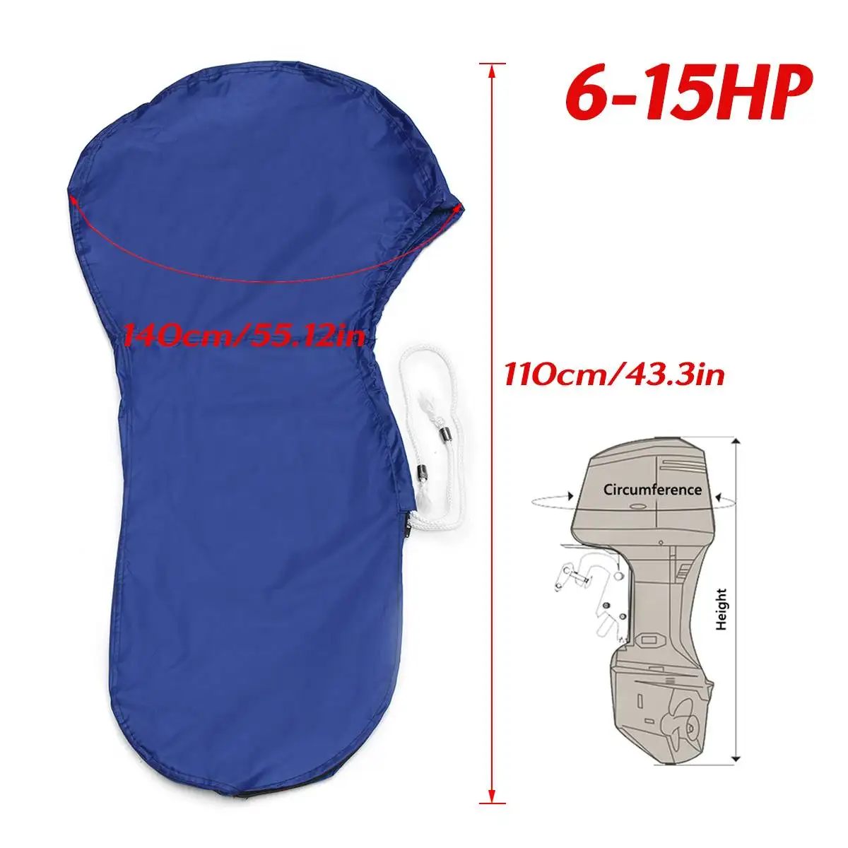 

420D 6-15HP Boat Full Outboard Engine Motor Cover Protector Blue For 6-15HP Motor Waterproof