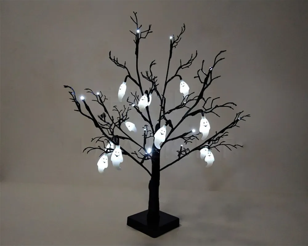 

24 Heads Halloween Ghost Festival Ghost Led Tree Lamp Garden Landscape Room Decoration Simulation Tree Lamp Battery Lamp