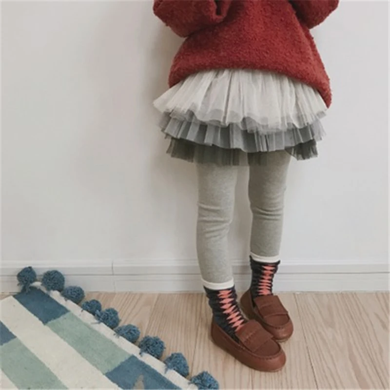Штаны для девочек; леггинсы; сезон осень-зима; хлопковая юбка-брюки для маленьких девочек; сетчатая юбка-брюки; 8 цветов; детские леггинсы; детская одежда