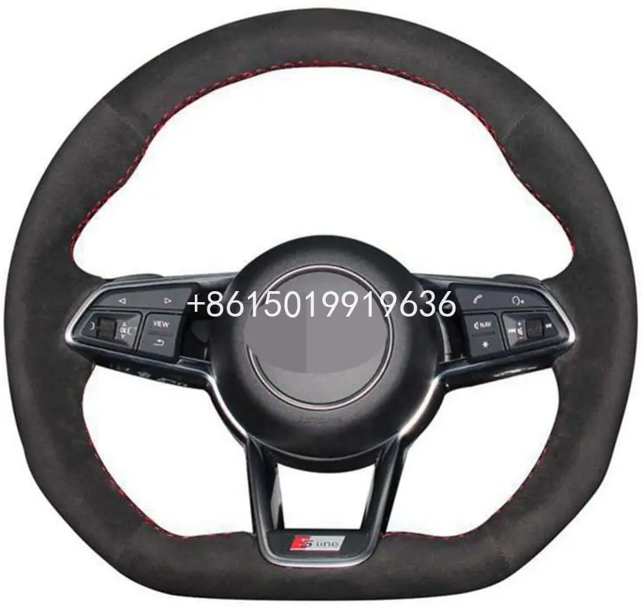 

Car Steering Wheel Cover DIY Hand-Stitched Black Suede for Audi TT RS 2016-2019 R8 (4S) TT (8S) 2014-2019 TTS 2014-2019