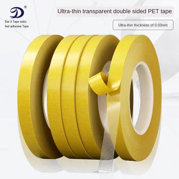 

PET Double-sided Adhesive Tape Ultra-Thin 0.03mm Thick Transparent Double-sided Tape Acrylic Adhesive Yellow Film Tape 100m Long