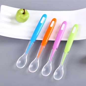 

Colorful Baby Spoons Silicon Material Spoon For Kitchen Non-toxic Tableware Durable Baby Feeding Practical Soft Eco-friendly