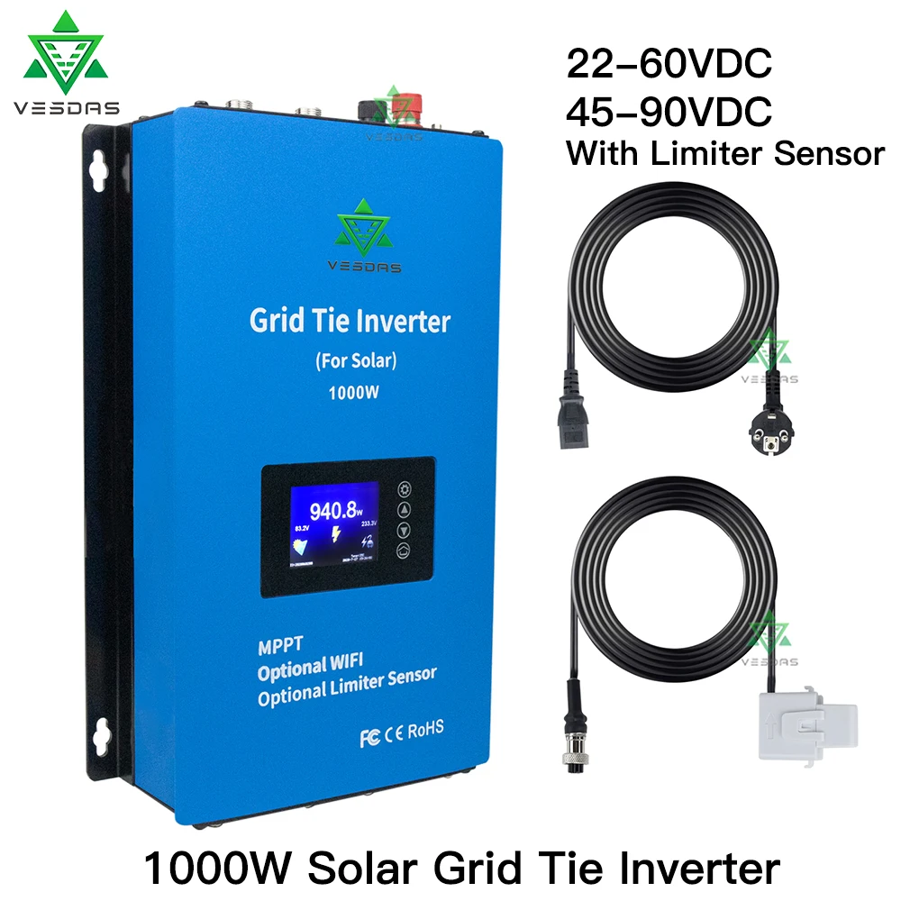 1000 Вт MPPT солнечный Grid Tie инвертор с ограничителем датчика Micro Inversor чистый