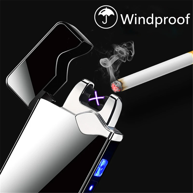 

USB Recharge Plasma Lighter Pulsed Dual Arc Electronic Cigarette Lighter Windproof Flameless Electric Lighters Smoking Accessory