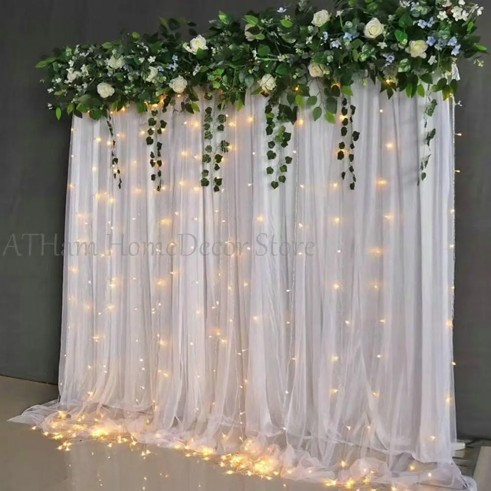 

White Tulle Chiffon Curtains Wedding Ceremony Backdrop Bridal Shower Baby Shower Backdrop Photo Booth Background Photography