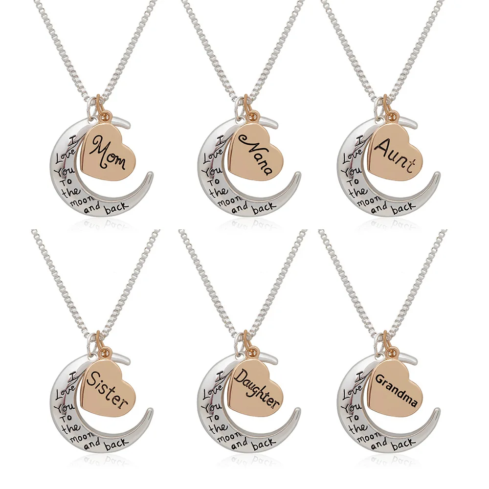 "I Love You to the Moon & Back" Heart Pendant Necklace for her