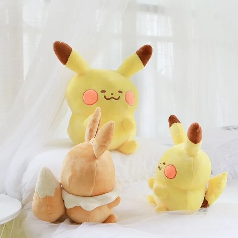 TAKARA TOMY Pokemon Kawaii Pikachu Eevee Plush Toy Lovely Cartoon Stuffed Soft Sofa Pillow Doll Cute Gift for Girl Present