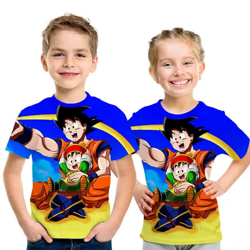 Новый 3D детей в стиле аниме Драконий жемчуг зет футболка Goku летние модные носки