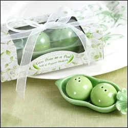 

wedding favor gift and giveaways for guest--Two Peas in a Pod Ceramic Salt and Pepper Shakers 200pcs/lot party favor