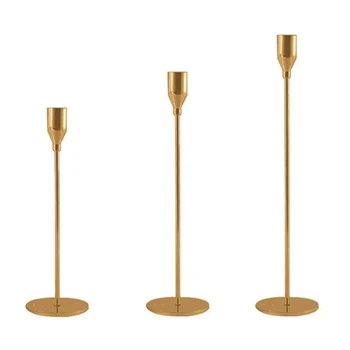 

3pcs Wedding Romantic Home Decor Dinning Candle Holder Set Retro Party Fit 3/4 Inch Metal Candlestick European Style Bar Table
