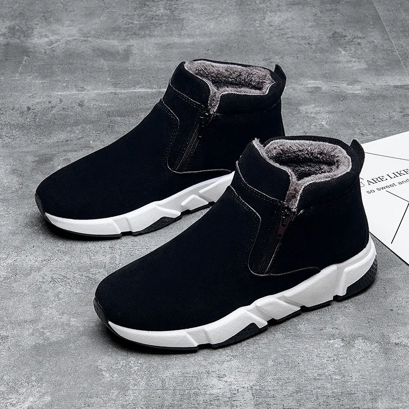 

Waterproof Winter Men Boots with Fur Warm Snow Women Boots Men Work Casual Shoes Sneakers High Top Rubber Ankle Boots plus size