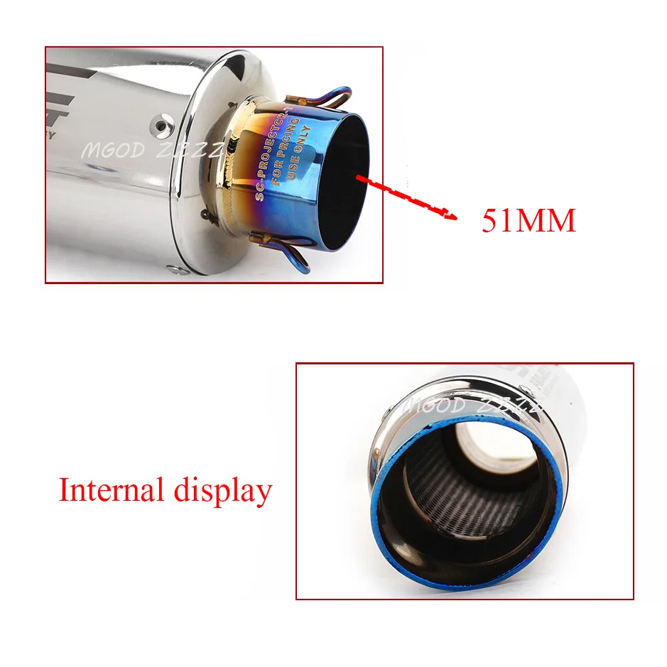51 мм универсальный глушитель выхлопной трубы мотоцикла для SC msx125 trk 502 gsr 600 pcx 125 мотокросса Скутер грязи велосипед KTM ATV Z1000
