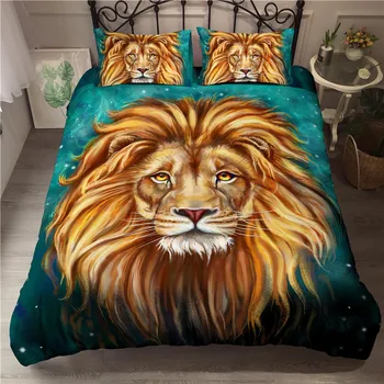 

ZEIMON 2/3pc 3d Animal Duvet Cover Set Lion Printed Home Decor Adults Bedding Set Bedspread Queen King Size Bed Clothes