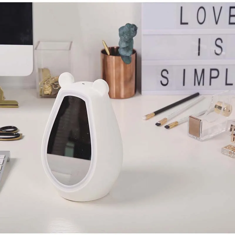 Многофункциональное зеркало для макияжа, будильник, Bluetooth, музыкальный будильник, милый медведь, Индукционная лампа, умное зеркало для макияжа, настольная лампа