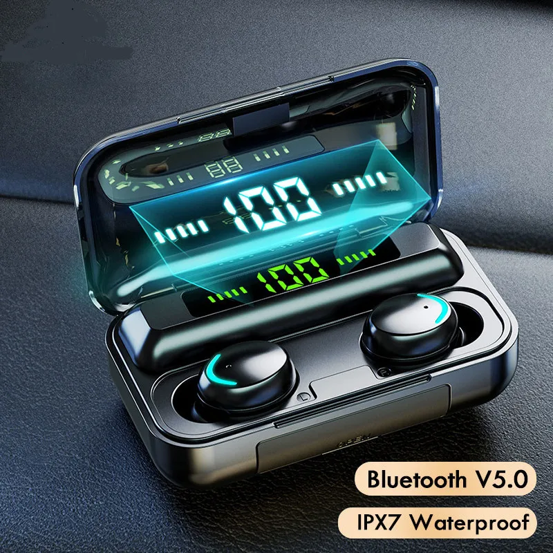 TWS Bluetooth 5 0 Earphones 2200mAh Charging Box Wireless Headphone 9D Stereo Sports Waterproof Earbuds Headsets With Microphone