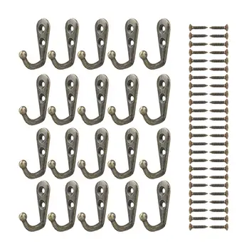 

20pcs Wall Mounted Hook Single Robe Coat Hat Holder Key Hanger With 40 Pieces Screws Home Storage Hook Organize