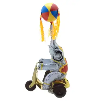 

Vintage Iron Cycling Elephant Wind up Clockwork Table Ornament Kids Toy Gift