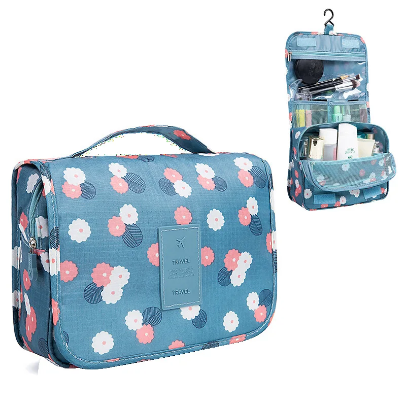 Дорожная сумка для мытья, сумка из Оксфорда, переносная косметичка, многофункциональная Мужская Женская водонепроницаемая дорожная сумка - Color: Sky Blue